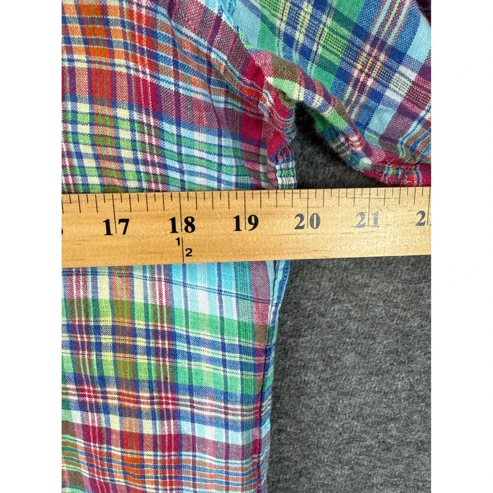 Ralph Lauren Button Down Men S Multicolor Preppy Hipster Linen Madras Plaid Pony